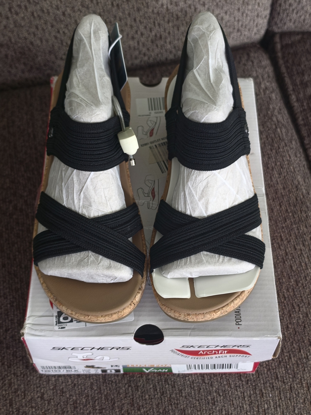 Skechers Arch Fit Beverlee 2.0 - Bali Vibes Wedge Sandals Black Size 8 NWT